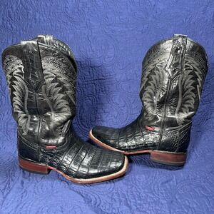 Jhonn Whayne Forever Boots Mens Black Caiman Belly Square Toe Western Cowboy